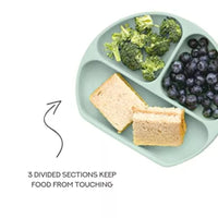 Silicone Baby Plate w/divider and suction base - Sage