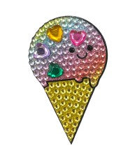 The StickerBean Care Bears Ice Cream Cone sticker is a sparkling, cartoon-style ice cream cone with a smiling face and colorful heart-shaped gems on the scoop, perfect for fans of cute stickers and StickerBean’s Care Bears sticker collections.