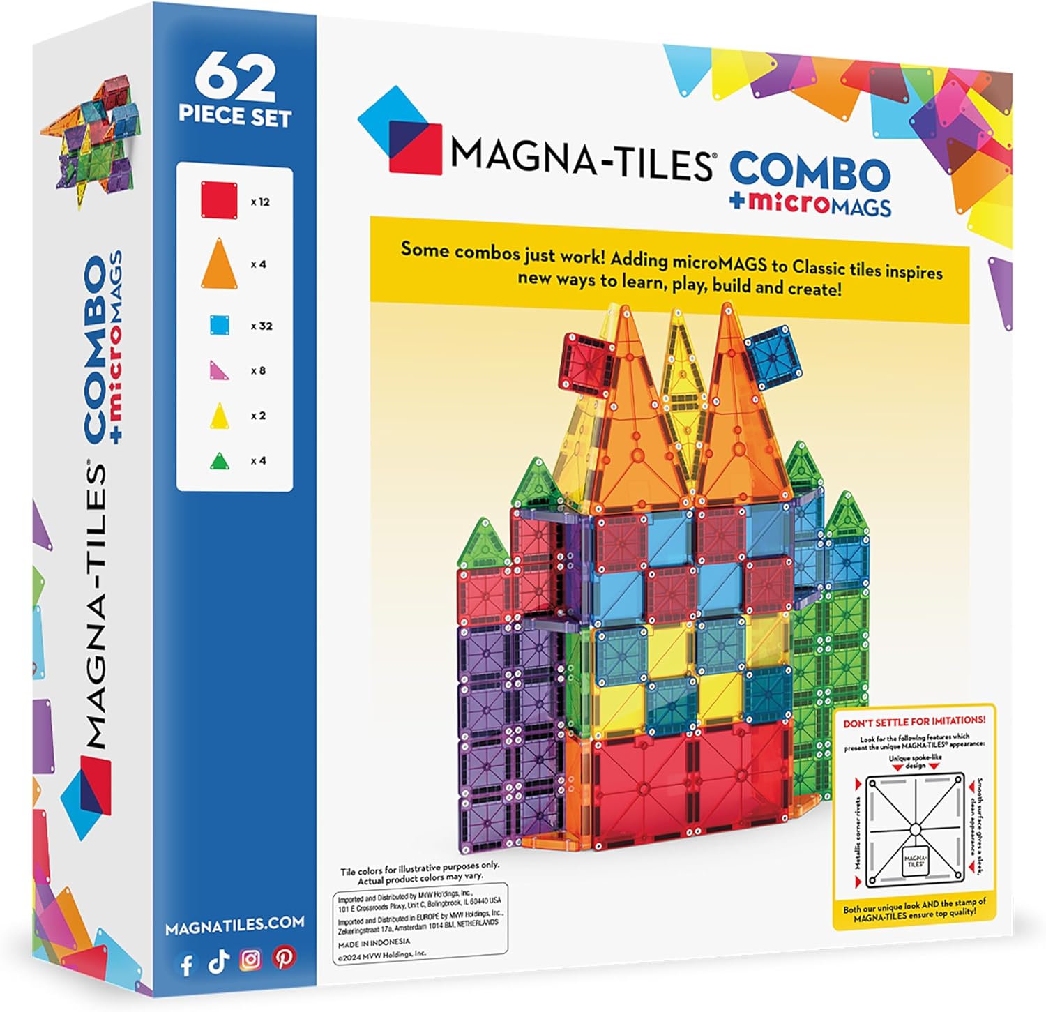 Magna-Tiles Combo 62 Pc Magnetic Building Set |  | Safari Ltd®