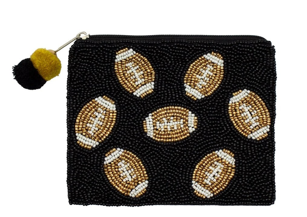 La Chic Multi Footballs Beaded Coin Pouch