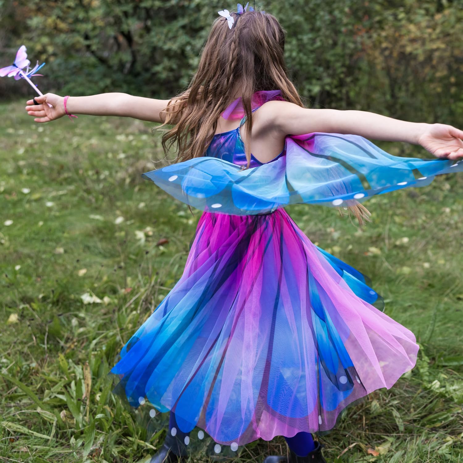 Great Pretenders Butterfly Twirl Dress & Wings Blue/Purple (Size 5-6)