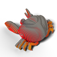 The EUGY Crab 3D Puzzle by Eugy is an eco-friendly toy crafted from layered, striped pieces in red, black, white, and orange. Its unique 3D design creates a striking effect on a white background, making it perfect for STEM craft activities.