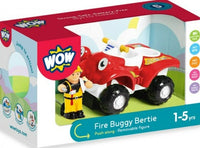 Smart Toys' Fire Buggy Bertie is a boxed set for ages 1-5, featuring a red fire rescue vehicle and removable firefighter. The packaging promotes imaginative role-play and safe, battery-free fun.
