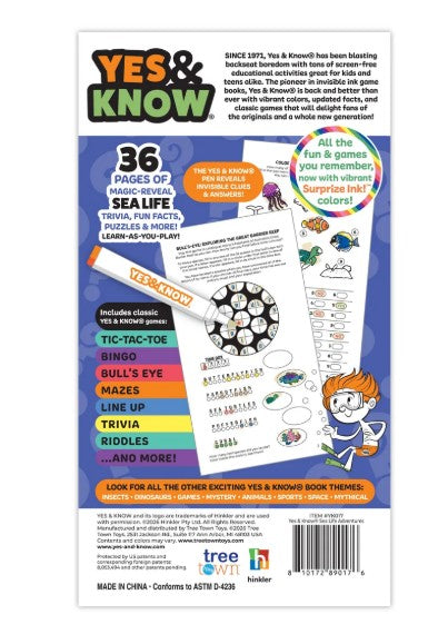 Yes & Know Invisible Ink Trivia Game Books- Sea Life