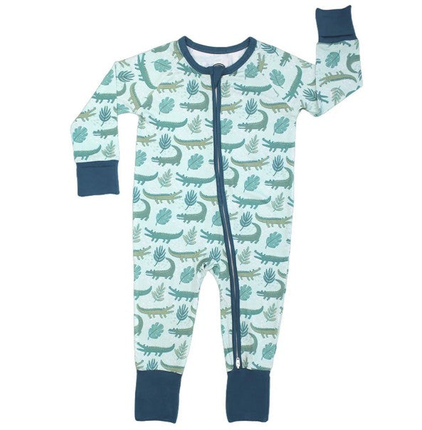Later Gator Alligator Bamboo Convertible Pajamas Florida Baby Gift | 6-12M |  | Safari Ltd®