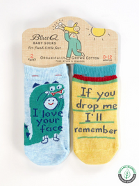 Blue Q Baby Socks - I Love Your Face / If You Drop  Me I'll Remember |  | Safari Ltd®