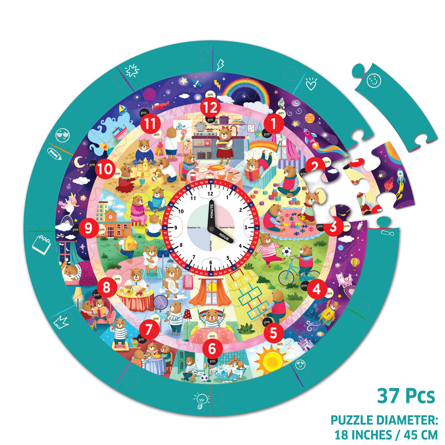Chalk & Chuckles Busy Bear's Tell the Time Puzzle |  | Safari Ltd®