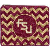 La Chic Designs FSU Burgundy Chevron Beaded Pouch