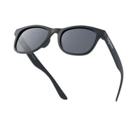 Black Kids Polarized Sunglasses UV Protection 3-8 Years by Baby Sunnies are displayed from a slightly angled perspective on a white background. The arms of these black-framed sunglasses curve downward and are open, offering stylish, polarized UV protection for children ages 3 to 8.