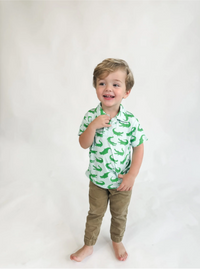 Goosies Short Sleeve Polo Shirt - Blue with Alligators