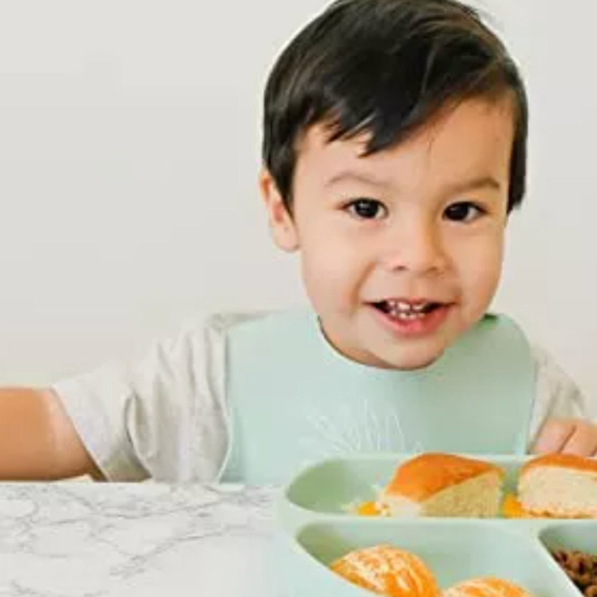 Silicone Baby Plate w/divider and suction base - Sage