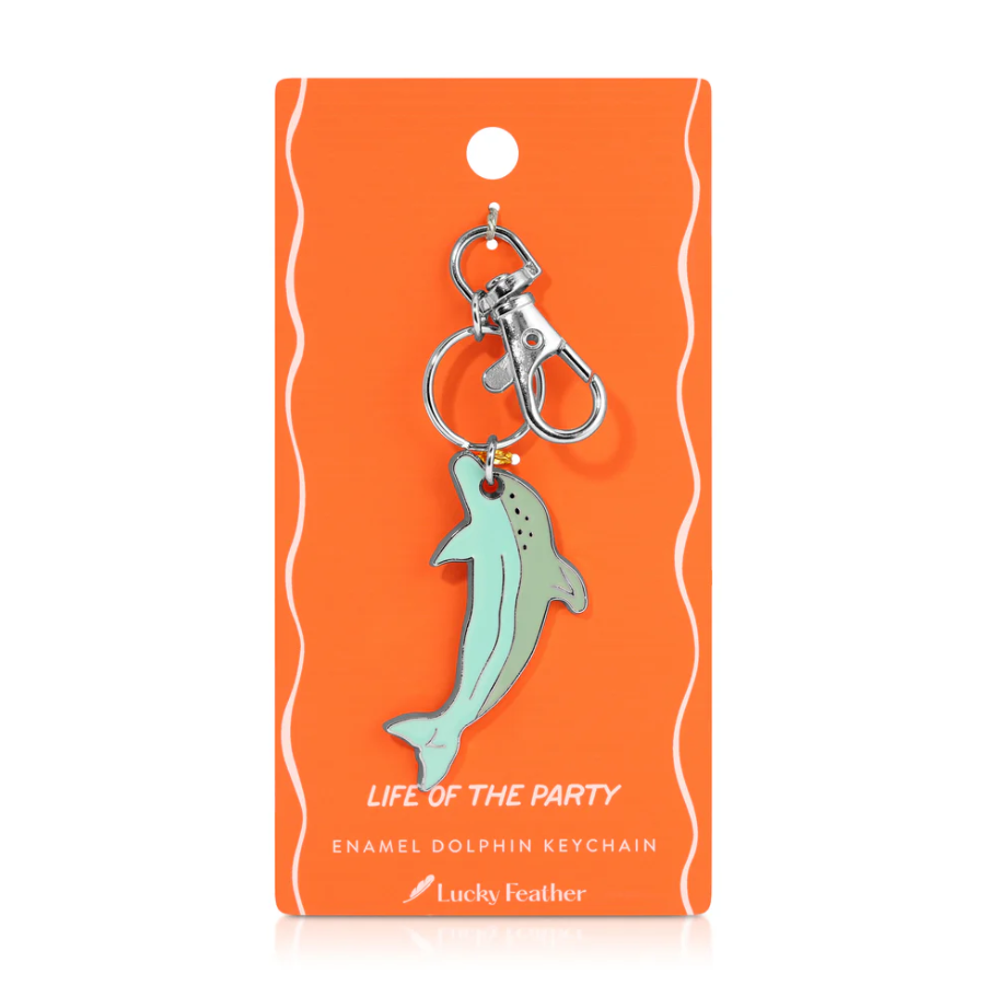 Lucky Feather Ocean Life Silver Keychain - Dolphin