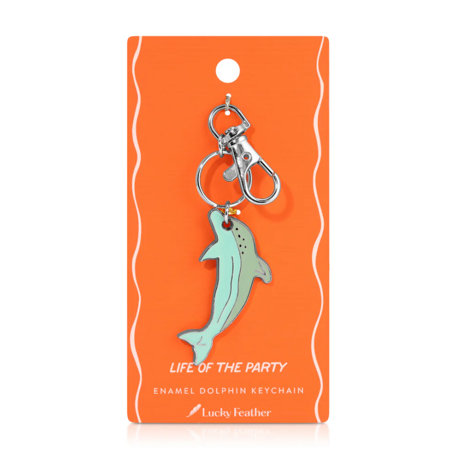 Lucky Feather Ocean Life Silver Keychain - Dolphin
