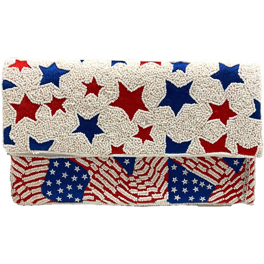 La Chich Designs USA Flag Multicolor Stars Clutch