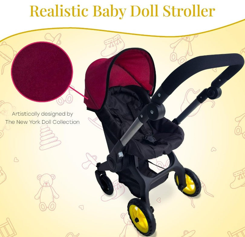 New York Doll Baby Doll Car Seat and Stroller - Maroon
