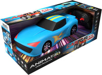 Animat3d Talking Animated RC Race Car with Built-in Projector & Speaker - BLUE