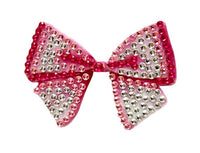 The StickerBean Pink Bow by StickerBean is a decorative sticker featuring a pink and white bow adorned with rows of shiny rhinestones for added sparkle. This charming accessory has a slightly uneven edge on the lower left side, making it an adorable pink bow sticker that’s perfect for personalizing your belongings.