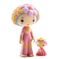 Bring imaginative play to life with the DJECO Tinyly Rose Tinyroom by DJECO. This adorable set features two sweet dolls dressed in flower-themed outfits—the taller doll wears a pink dress adorned with yellow flowers and a large flower hat, while the smaller doll is styled in a matching pink petal hat and dress. Both have big, expressive eyes and charming smiles—perfect companions for your Tinyly room or miniature playset.