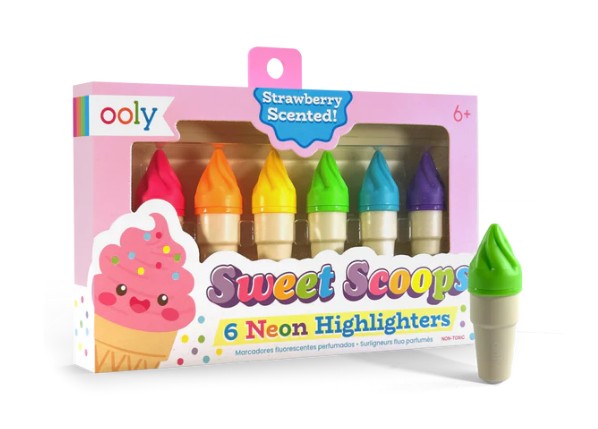 OOLY Sweet Scoops: Neon Highlighters - Strawberry Scent |  | Safari Ltd®