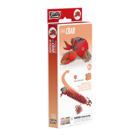 The EUGY Crab 3D Puzzle by Eugy is an eco-friendly cardboard puzzle kit for building a red crab model. This fun STEM craft kit comes in a box featuring illustrations of the completed crab and the step-by-step assembly process. Designed for ages 8 and up.