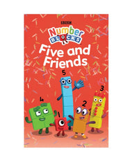 Poster for Yoto’s "Sing with Numberblocks" shows cartoon blocks 1 to 5 with happy faces and arms on a red, confetti-filled background—ideal for fans of educational songs or the Yoto audio card.