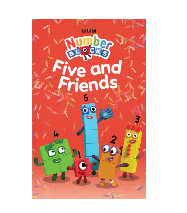 Poster for Yoto’s "Sing with Numberblocks" shows cartoon blocks 1 to 5 with happy faces and arms on a red, confetti-filled background—ideal for fans of educational songs or the Yoto audio card.
