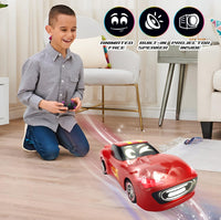 Animat3d Talking Animated RC Race Car with Built-in Projector & Speaker - RED