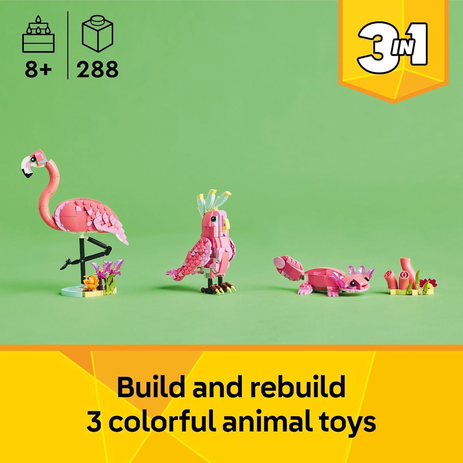 LEGO Creator 3-in-1 Wild Animals: Pink Flamingo Building Toy Set 31170