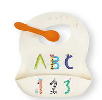 Ore Fresh & Messy Silicon Bib+Spoon Set ABC123