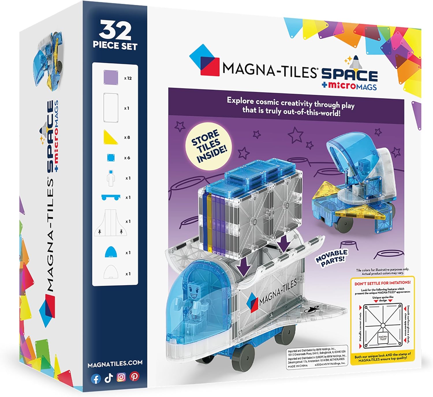 Magna-Tiles Space 32 Pc Magnetic Building Set |  | Safari Ltd®
