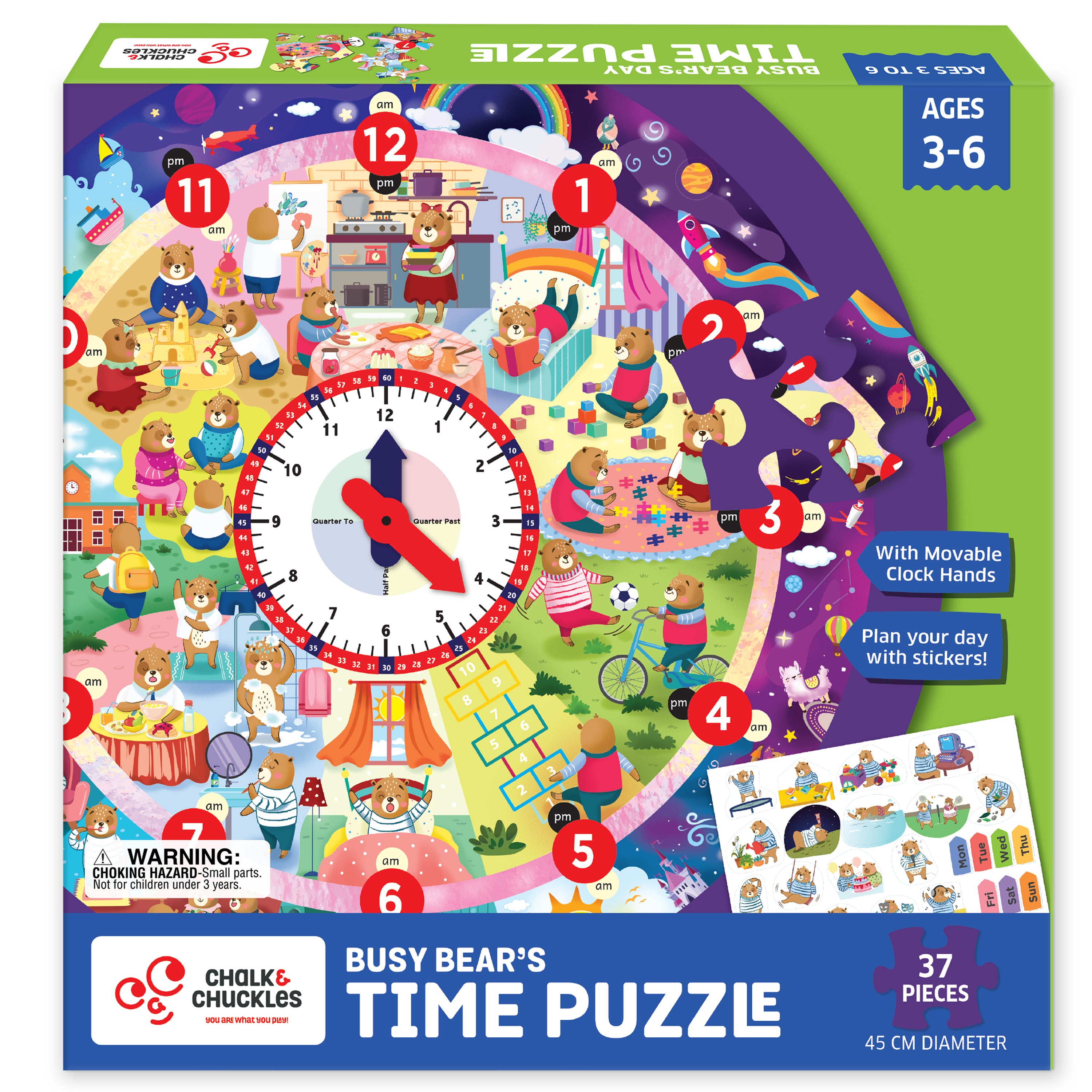 Chalk & Chuckles Busy Bear's Tell the Time Puzzle | Safari Ltd®