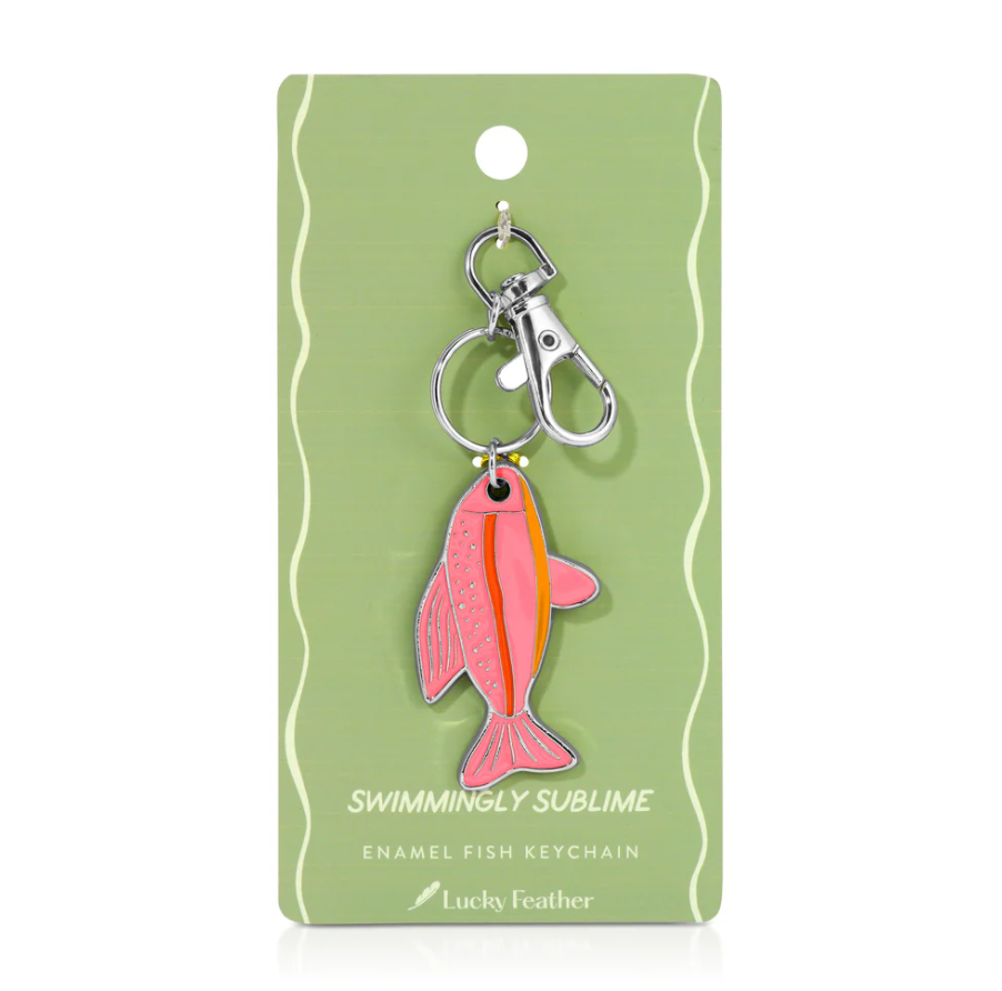 Lucky Feather Ocean Life Silver Keychain - Fish