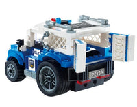 Alpha Toys’ Police Car features a blue and white design with an open rear door, black tires, a police badge sticker on the side, and a license plate reading 22369—perfect for patrol adventures and exciting rescue missions.