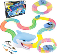 Mindscope Twister Tracks - Shark Series Neon Glow-in-the-Dark Race Track