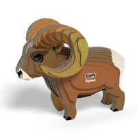 Introducing the Eugy EUGY Bighorn 3D Puzzle, an eco-friendly cardboard model featuring a distinctive layered design in shades of brown, beige, and cream. This creative STEM craft from Eugy showcases the bighorn sheep's iconic curved horns and "EUGY Bighorn" printed on its side—perfect for engaging imaginative minds.