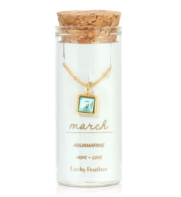 Birthstone Bottle Necklace - Gold - March |  | Safari Ltd®