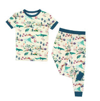 Coral Reef Bamboo Short Sleeve Kids Pajama Pants Set | Blue/Multi / 4/5T |  | Safari Ltd®