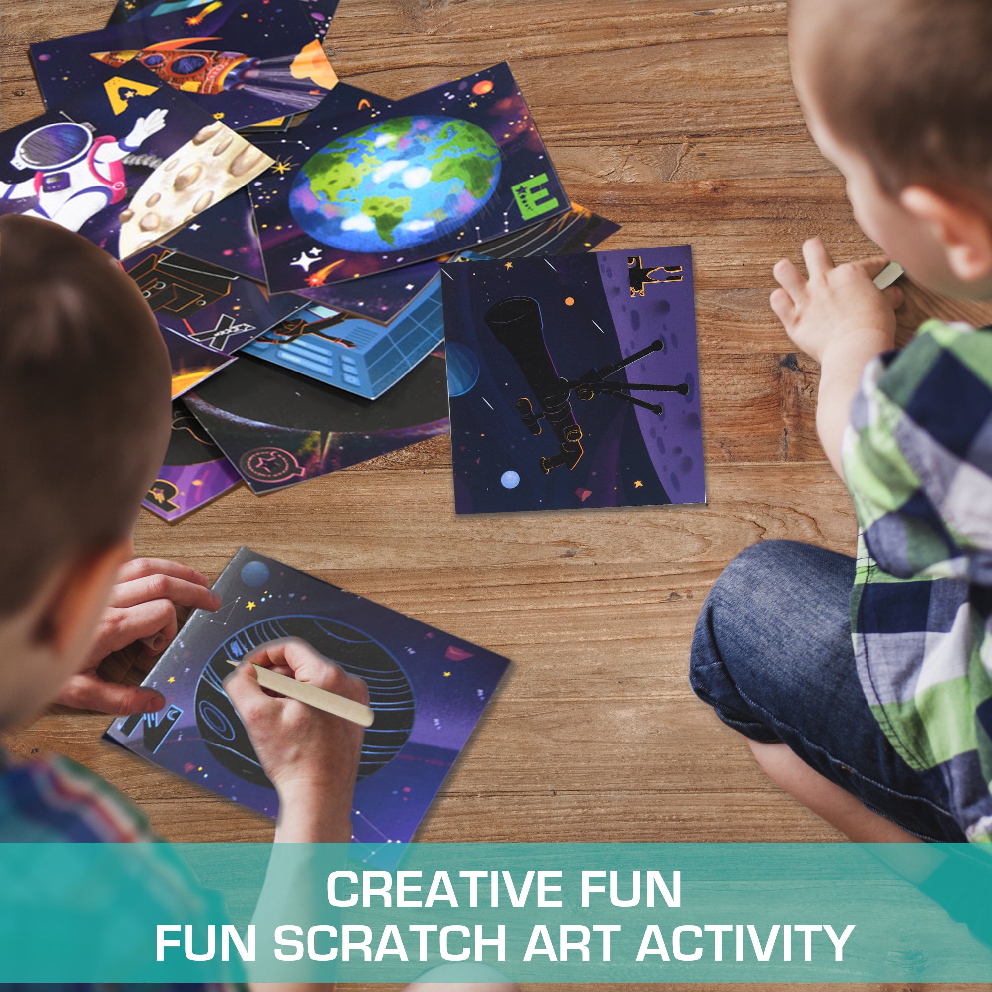 Chalk & Chuckles Scratch Art - A to Z Space Adventure | Safari Ltd®