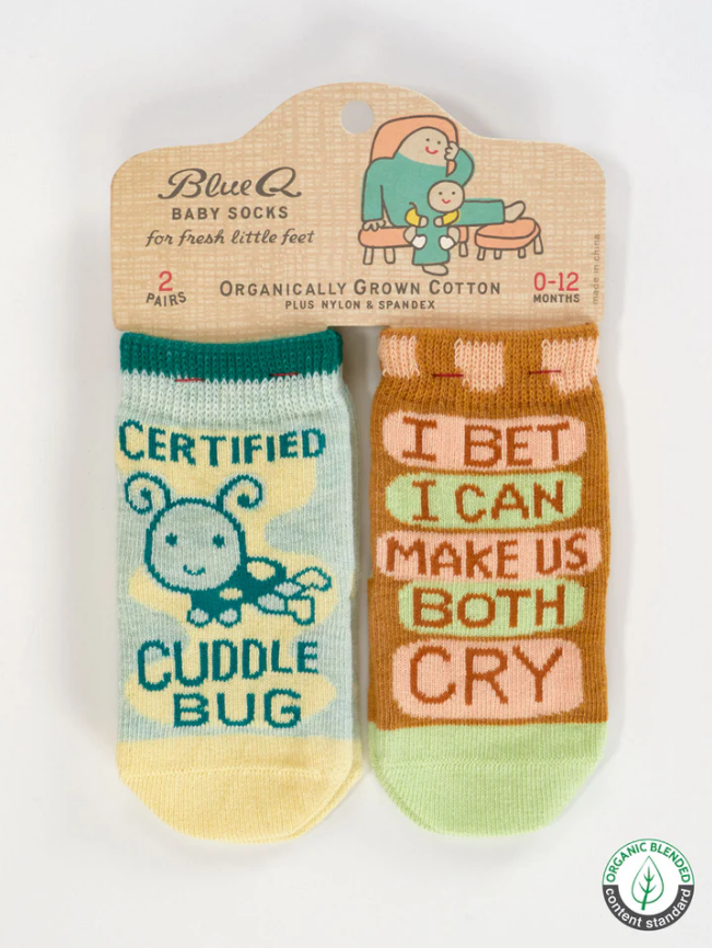 Blue Q Baby Socks - Certified Cuddle Bug / I Bet I Can Make Us Both Cry