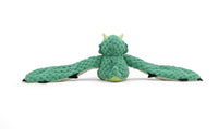 Hugimals World's Hugarounds Zephyr the Dragon is shown from the back with wings spread, small ears, and a textured, soft green body on a white background—ideal for sensory support.