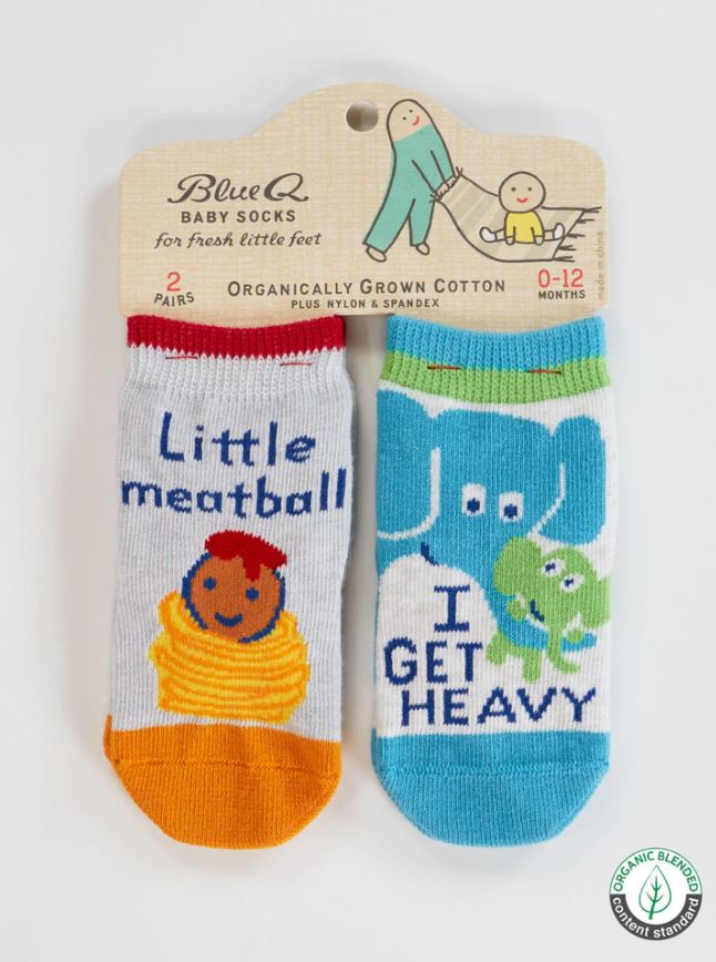 Blue Q Baby Socks - Little Meatball / I Get Heavy