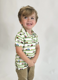 Goosies Short Sleeve Polo Shirt - Farm Stripes
