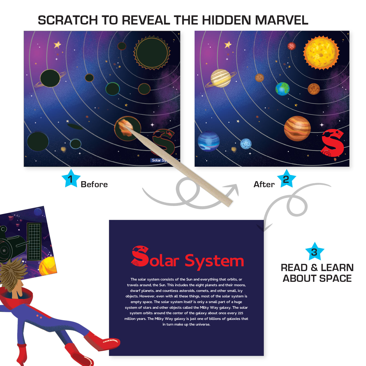 Chalk & Chuckles Scratch Art - A to Z Space Adventure |  | Safari Ltd®