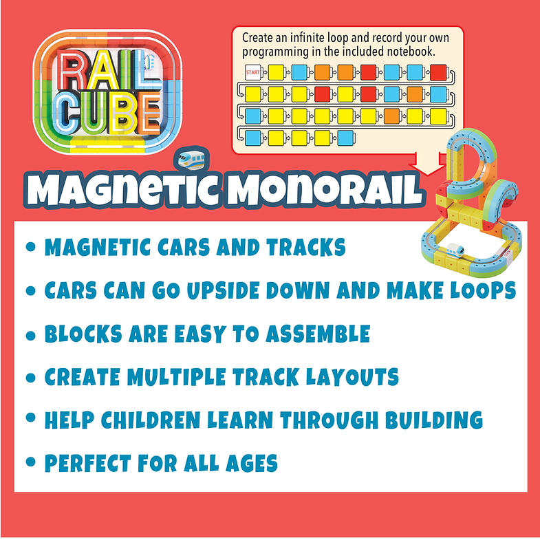 RAIL CUBE Magnetic Monorail 66 Piece Deluxe Set