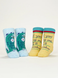 Blue Q Baby Socks - I Love Your Face / If You Drop  Me I'll Remember |  | Safari Ltd®