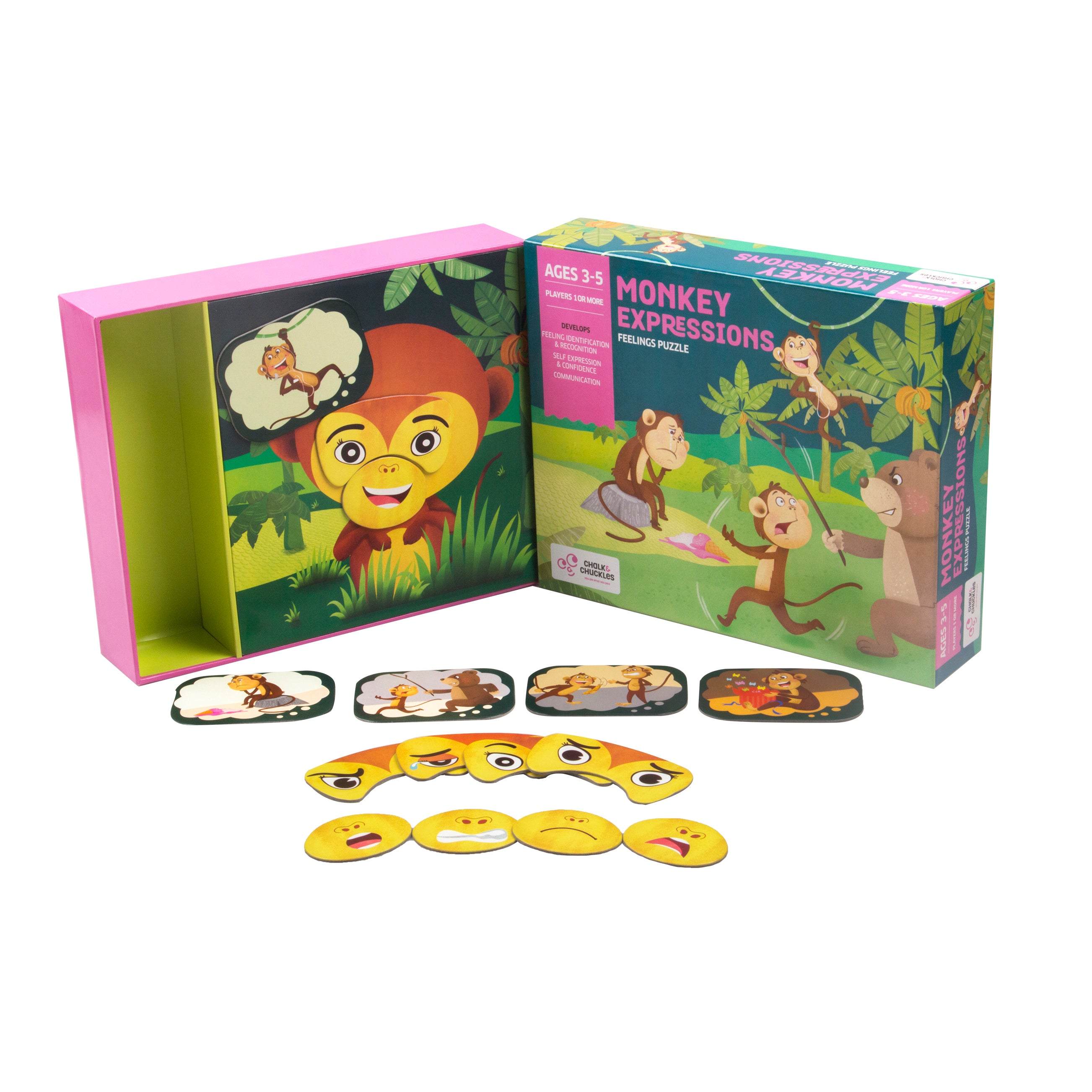 Chalk & Chuckle Monkey Expression Puzzle Game |  | Safari Ltd®