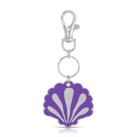 Lucky Feather Ocean Life Silver Keychain - Scallop Shell