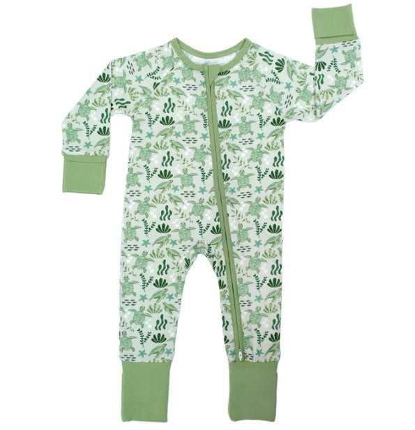 Save the Sea Turtles Bamboo Convertible Baby Pajamas | 12-18M |  | Safari Ltd®