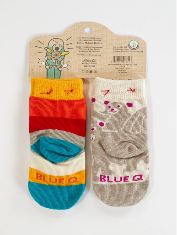 Blue Q Baby Socks - I'm New Here / Have You Tried Screaming???