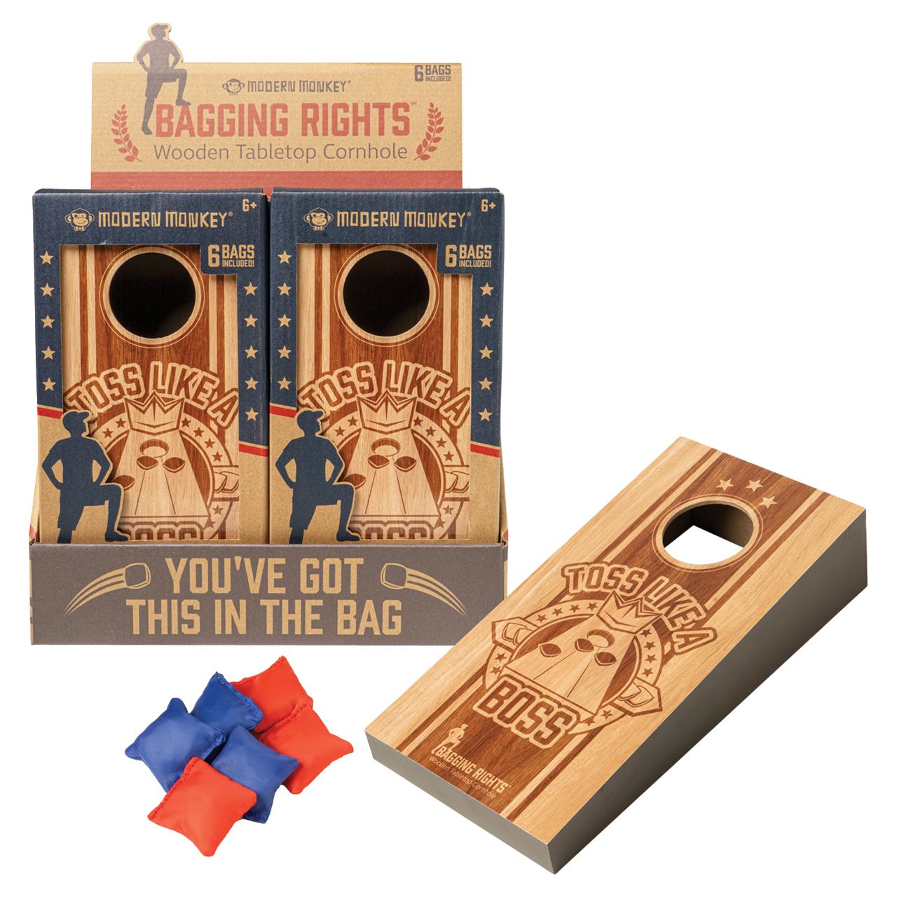 ダルネグロ　ポーカー　セット Modern Monkey Bagging Rights Wooden Table Top Cornhole Set